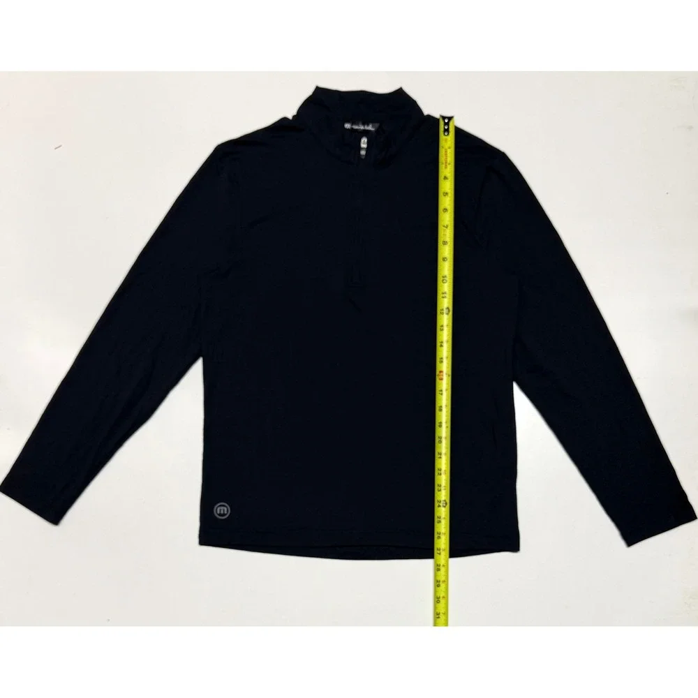 TravisMathew Mens Black Quarter Zip Pullover Golf Long Sleeve Shirt Size Medium